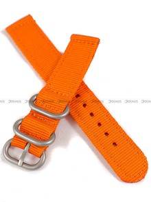 Pasek nylonowy pomarańczowy do zegarka ze srebrną klamerką - Nato PN6.18.12-MAT - 18 mm