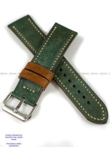 Pasek skórzany ręcznie robiony A. Kucharski Leather - Conceria Il Ponte Maya Double - darkgreen/camel 32 mm