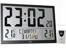 Zegar cyfrowy sterowany radiowo z termometrem JVD RB9412.1 - polskie nazwy dni tygodnia - 42x30 cm