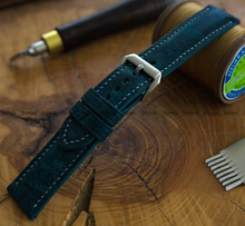 Pasek skórzany ręcznie robiony A. Kucharski Leather - Conceria Il Ponte Maya - turquoise/white 32 mm
