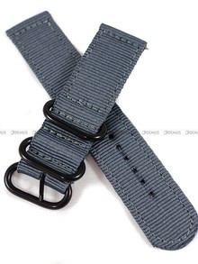 Pasek nylonowy szary do zegarka z czarną klamerką - Nato PN6.22.55-CZ - 22 mm