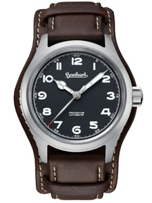 Zegarek Męski Automatyczny Hanhart PIONEER Preventor HD12 Black 39 mm 792.810-0110 - Ciemnobrązowy pasek