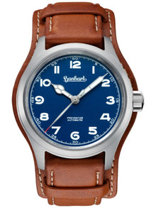 Zegarek Męski Automatyczny Hanhart PIONEER Preventor HD12 Blue 39 mm 792.870-0210 - Jasnobrązowy pasek