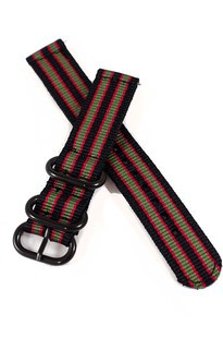 Pasek nylonowy czarno-czerwono-zielony do zegarka - Nato PN6.18.1.4.3-CZ - 18 mm