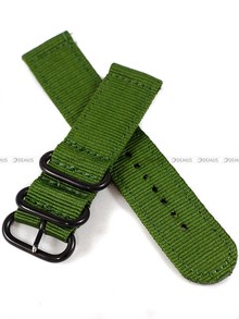 Pasek nylonowy zielony do zegarka z czarną klamerką  - Nato PN6.22.3-CZ - 22 mm