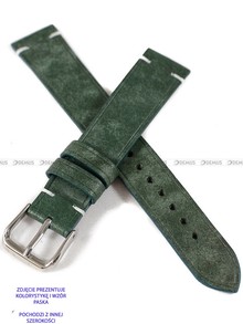 Pasek skórzany ręcznie robiony A. Kucharski Leather - Conceria Il Ponte Maya Simple - Olive/White - 32 mm