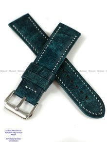 Pasek skórzany ręcznie robiony A. Kucharski Leather - Conceria Il Ponte Maya - turquoise/white 24 mm