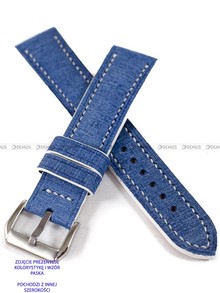 Pasek skórzany ręcznie robiony A. Kucharski Leather - Grattamacco - Blue/White - 26 mm