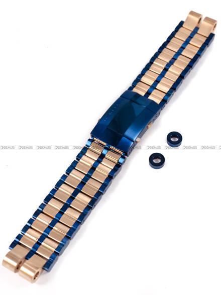 Bransoleta stalowa do zegarka Vostok Energia - 20 mm - Niebieska z różowym złotem