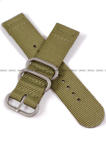 Pasek nylonowy zielony do zegarka z matową klamerką - Nato PN6.22.3-MAT-2 - 22 mm