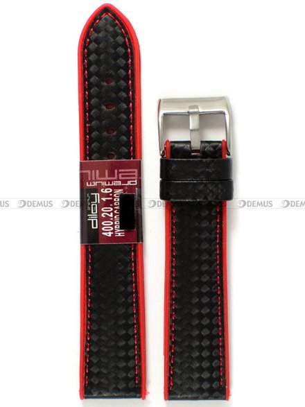 Pasek silikonowo-karbonowy do zegarka - Diloy 400.20.1.6 - 20 mm