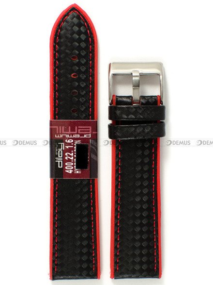 Pasek silikonowo-karbonowy do zegarka - Diloy 400.22.1.6 - 22 mm