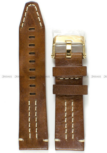 Pasek skórzany brązowy ze złotą klamerką do zegarka Vostok Europe Ekranoplan 2 NH35A-546H515 - 25 mm