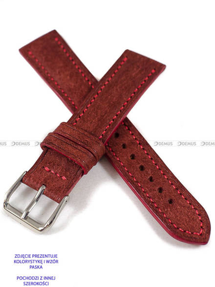 Pasek skórzany ręcznie robiony A. Kucharski Leather - Badalassi Carlo Pueblo - Coccinella/Red - 28 mm