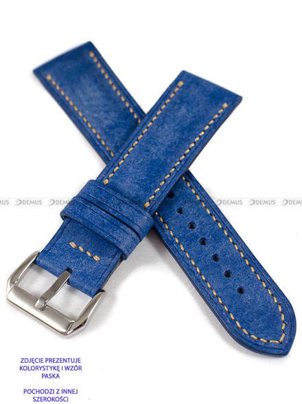 Pasek skórzany ręcznie robiony A. Kucharski Leather - Conceria Il Ponte Maya Double - Blue/Earthyyellow - 26 mm