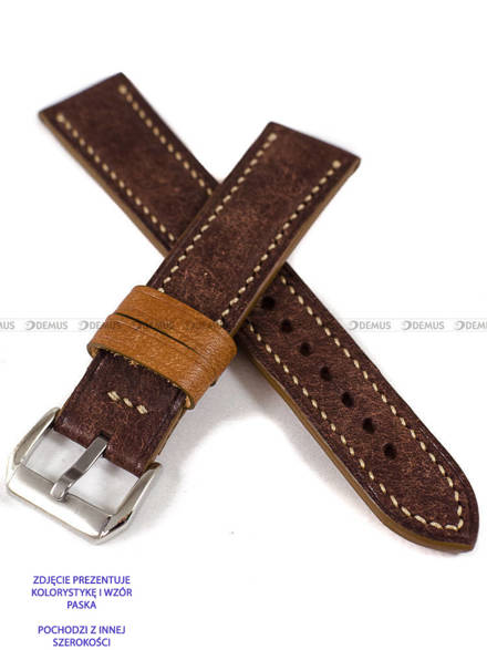 Pasek skórzany ręcznie robiony A. Kucharski Leather - Conceria Il Ponte Maya Double - Chocolate/Camel - 24 mm