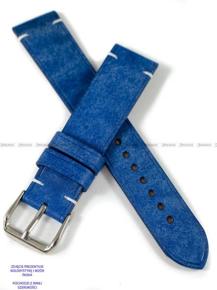 Pasek skórzany ręcznie robiony A. Kucharski Leather - Conceria Il Ponte Maya Simple - blue/white 28 mm