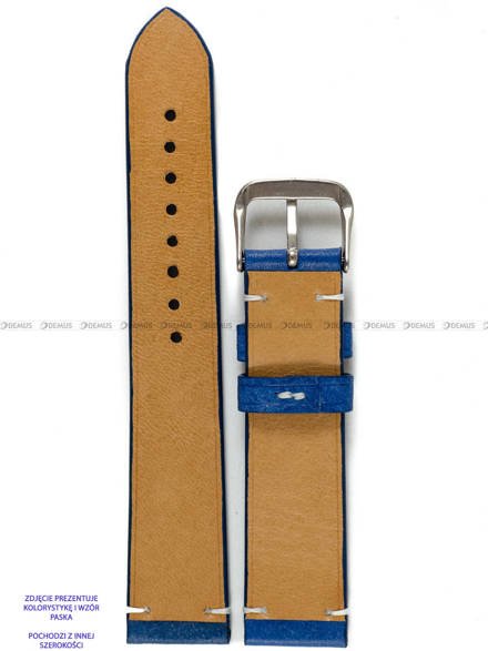 Pasek skórzany ręcznie robiony A. Kucharski Leather - Conceria Il Ponte Maya Simple - blue/white 32 mm