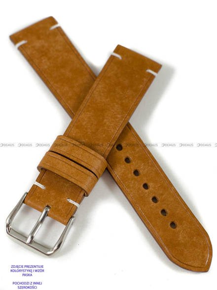 Pasek skórzany ręcznie robiony A. Kucharski Leather - Conceria Il Ponte Maya Simple - cognac/white - 18 mm
