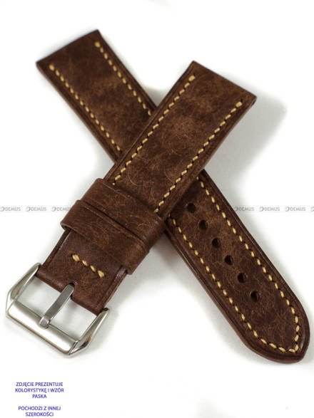 Pasek skórzany ręcznie robiony A. Kucharski Leather - Conceria Il Ponte Maya - chocolate/earthyyellow 24 mm