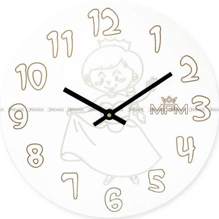 Zegar ścienny dla dzieci MPM Dawson E01.4179 30 cm - kredki woskowe w zestawie