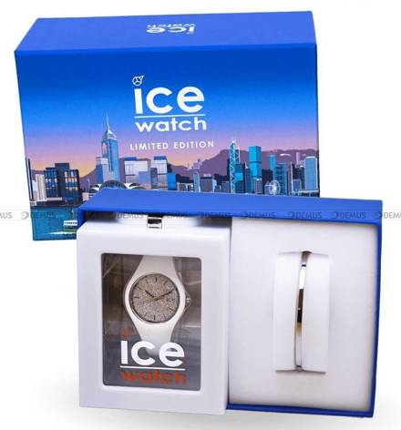 Zegarek Ice-Watch - Ice Glitter White Silver 018689 S - Z bransoletką w zestawie - Limitowana edycja