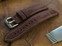 Pasek skórzany ręcznie robiony A. Kucharski Leather - Conceria Il Ponte Maya - chocolate/earthyyellow 26 mm