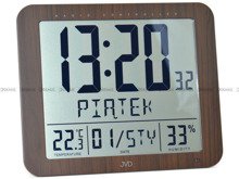 Zegar cyfrowy z termometrem JVD DH9335.2 brązowa ramka, dzień tygodnia w języku polskim